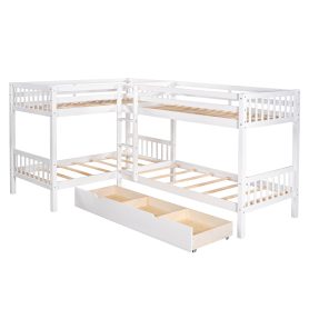 L-Shaped Twin over Twin Size Bunk Bed With Drawer 29 L-Shaped Twin over Twin Size Bunk Bed With Drawer