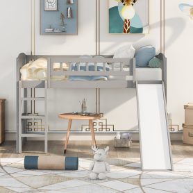 Twin Size Loft Bed With Slide And Ladder