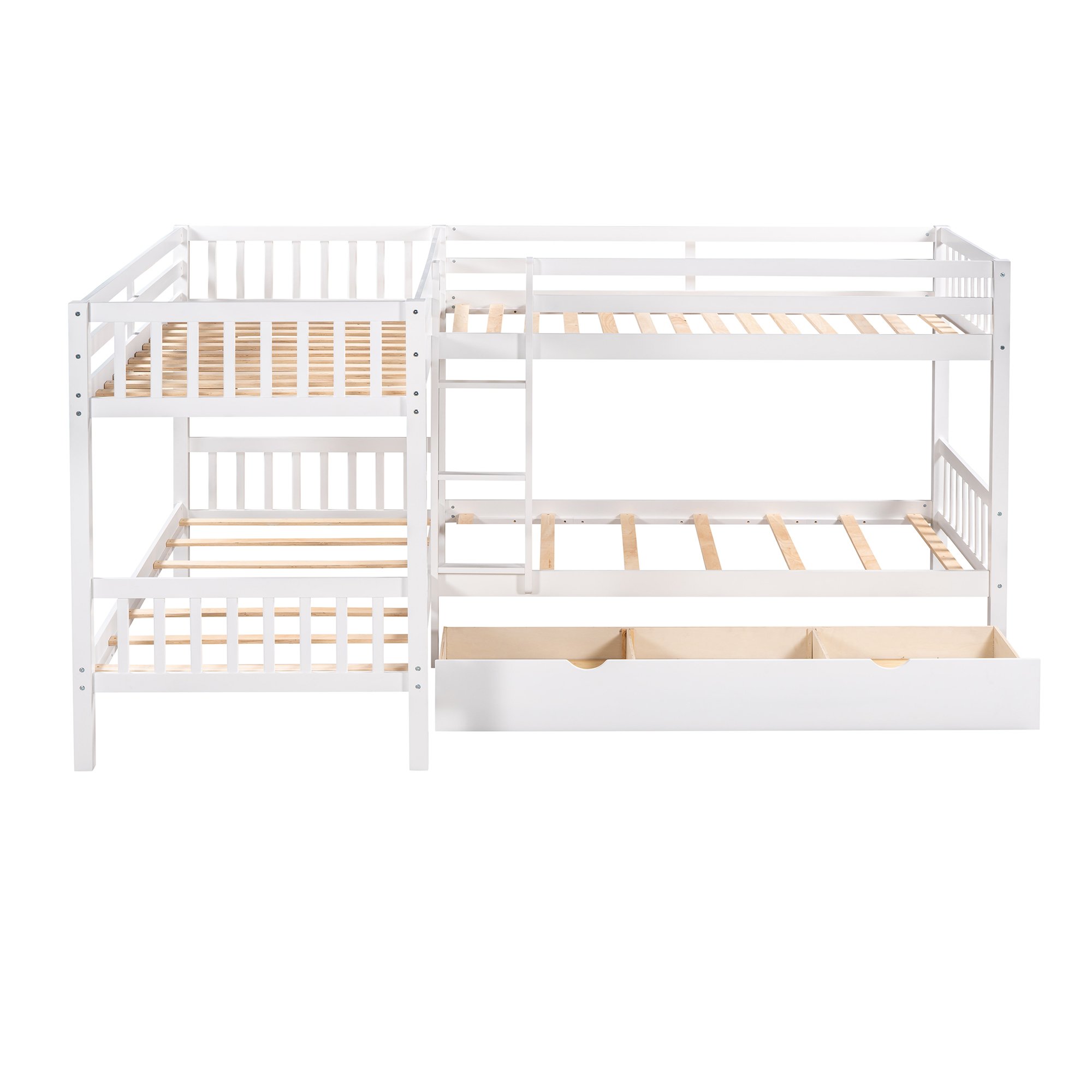 L-Shaped Twin over Twin Size Bunk Bed With Drawer 16 L-Shaped Twin over Twin Size Bunk Bed With Drawer