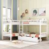 L-Shaped Twin over Twin Size Bunk Bed With Drawer