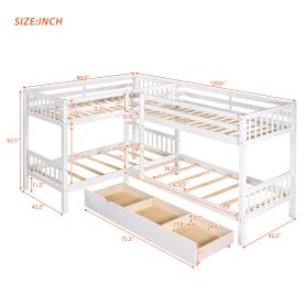 L-Shaped Twin over Twin Size Bunk Bed With Drawer 22 L-Shaped Twin over Twin Size Bunk Bed With Drawer