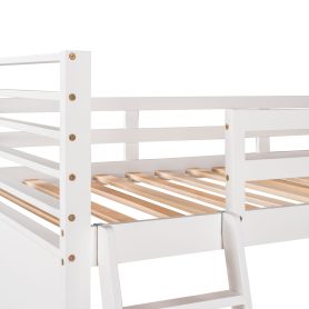 Wood Twin Over Twin Bunk Bed With Two Drawers and Ladder