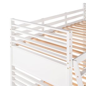 Wood Twin Over Twin Bunk Bed With Two Drawers and Ladder