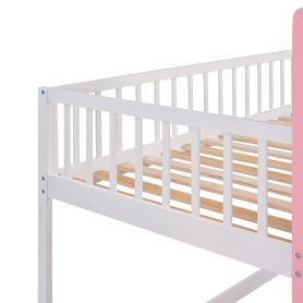 Wood Twin Over Twin Princess Castle Bunk Bed With Ladder