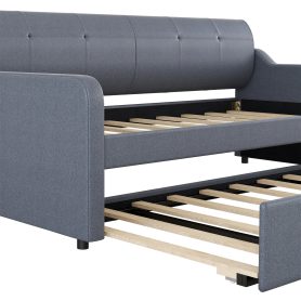 Twin Size Upholstery DayBed with Trundle and USB Charging