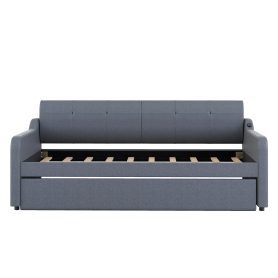 Twin Size Upholstery DayBed with Trundle and USB Charging