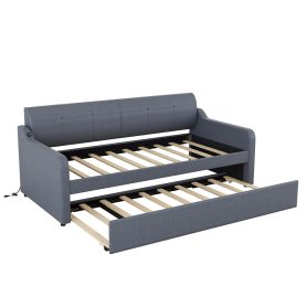 Twin Size Upholstery DayBed with Trundle and USB Charging