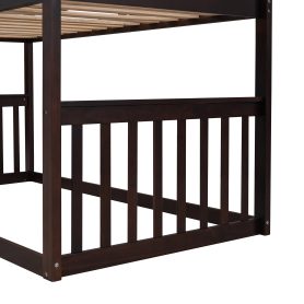 Wood Twin Over Twin House Bunk Bed With Ladder