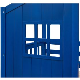 Wooden Twin Over Twin House Bunk Bed With Ladder 26 Wooden Twin Over Twin House Bunk Bed With Ladder