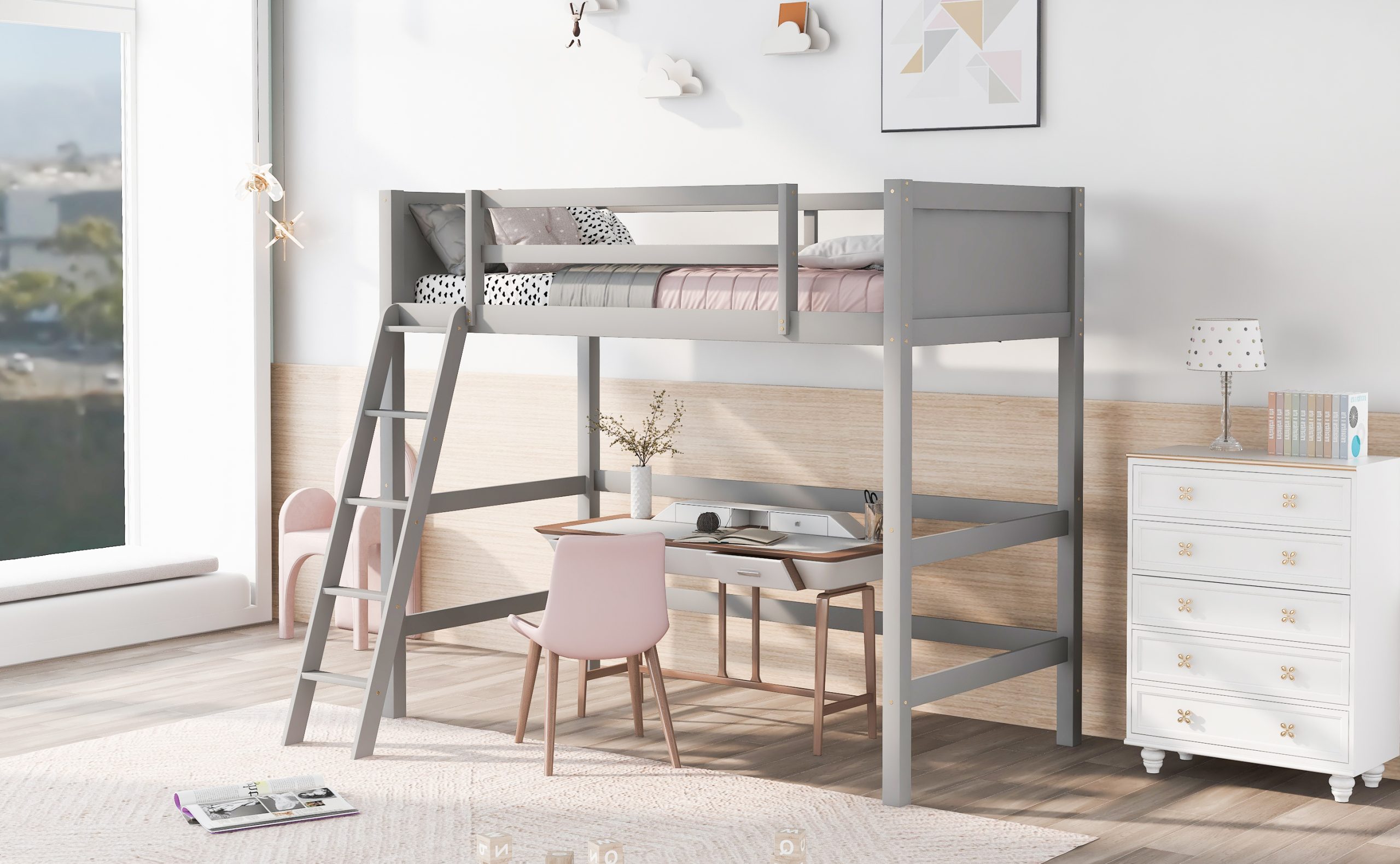 Solid Wood Twin Loft Bed with Ladder 18 Solid Wood Twin Loft Bed with Ladder