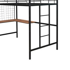 Metal Twin Loft Bed With Desk And Grid