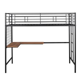 Metal Twin Loft Bed With Desk And Grid