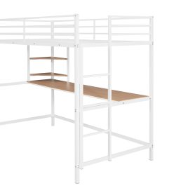 Metal Twin Loft Bed With Desk And Shelve