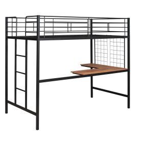 Metal Twin Loft Bed With Desk And Grid