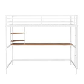 Metal Twin Loft Bed With Desk And Shelve