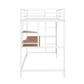 Metal Twin Loft Bed With Desk And Shelve