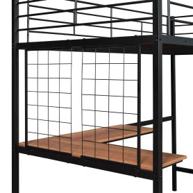 Metal Twin Loft Bed With Desk And Grid