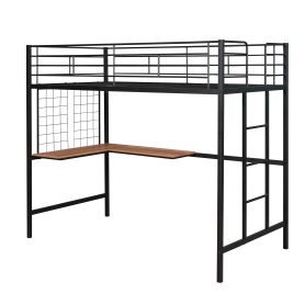 Metal Twin Loft Bed With Desk And Grid
