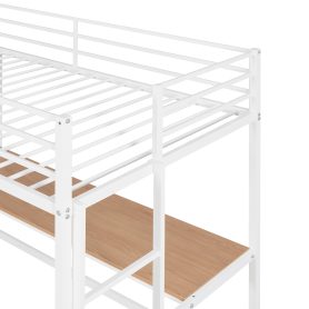 Metal Twin Loft Bed With Desk And Shelve