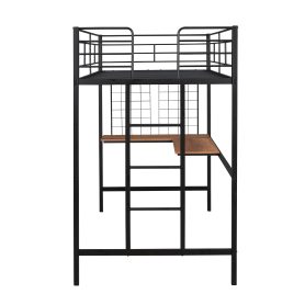 Metal Twin Loft Bed With Desk And Grid