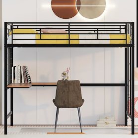 Metal Twin Loft Bed With Desk And Grid