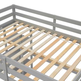 Full Size Loft Bed With Desk, Shelves and Guardrail