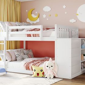 Full Over Full Bunk Bed With 4 Drawers And 3 Shelves 44 Full Over Full Bunk Bed With 4 Drawers And 3 Shelves