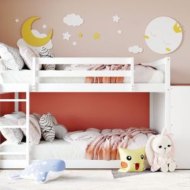 Full Over Full Bunk Bed With 4 Drawers And 3 Shelves 43 Full Over Full Bunk Bed With 4 Drawers And 3 Shelves