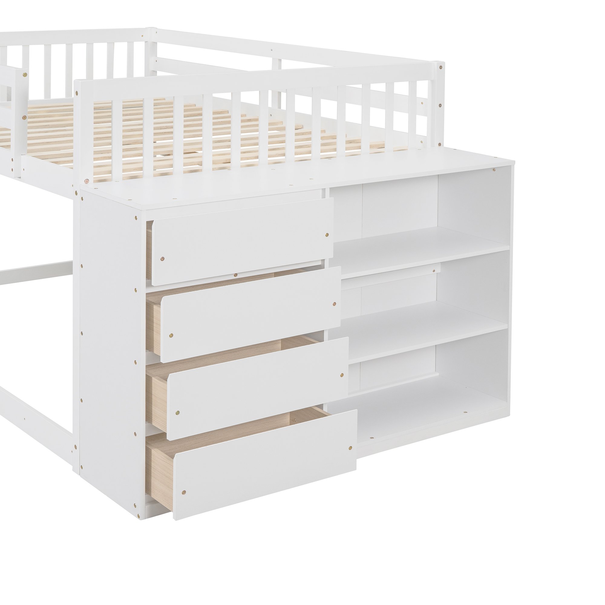 Full Over Full Bunk Bed With 4 Drawers And 3 Shelves 21 Full Over Full Bunk Bed With 4 Drawers And 3 Shelves