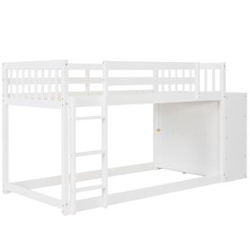 Twin Over Twin Bunk Bed With 4 Drawers And 3 Shelves
