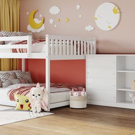 Full Over Full Bunk Bed With 4 Drawers And 3 Shelves 45 Full Over Full Bunk Bed With 4 Drawers And 3 Shelves