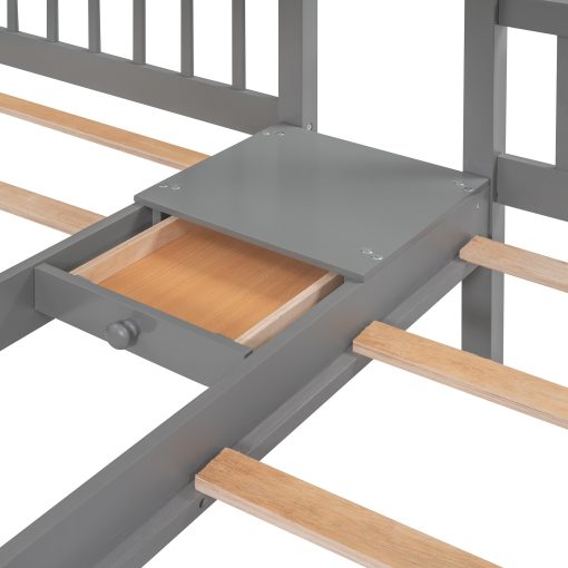 Full Over Twin & Twin Bunk Bed With Drawers And Guardrails