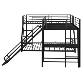 L-Shaped Twin over Full Bunk Bed with Twin Size Loft Bed,Built-in Desk and Slide