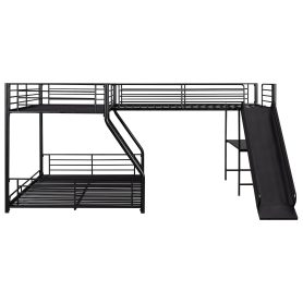 L-Shaped Twin over Full Bunk Bed with Twin Size Loft Bed,Built-in Desk and Slide