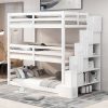 Separate Design Twin over Twin over Twin Bunk Bed with Storage Staircase