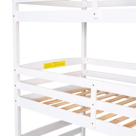 Separate Design Twin over Twin over Twin Bunk Bed with Storage Staircase