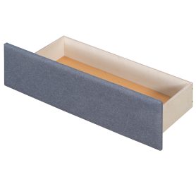 L-Shaped Upholstered Platform Bed With Trundle And Two Drawers Linked With Built-in Desk, Twin