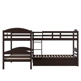 L-Shaped Twin Size Bunk Bed With Trundle