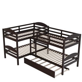 L-Shaped Twin Size Bunk Bed With Trundle