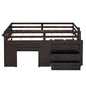 Solid Wood Twin Size Loft Bed With Cabinet And Shelf