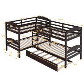 L-Shaped Twin Size Bunk Bed With Trundle