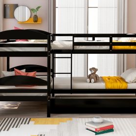 L-Shaped Twin Size Bunk Bed With Trundle