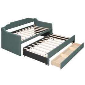 Twin Size Upholstered Daybed With Trundle And Three Drawers