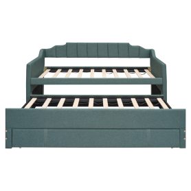 Twin Size Upholstered Daybed With Trundle And Three Drawers