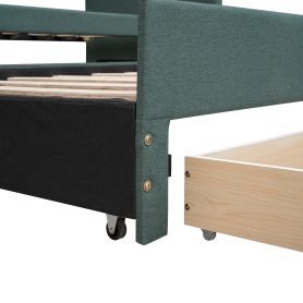 Twin Size Upholstered Daybed With Trundle And Three Drawers