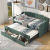 Twin Size Upholstered Daybed With Trundle And Three Drawers
