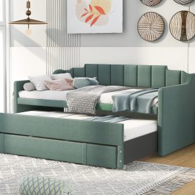 Twin Size Upholstered Daybed With Trundle And Three Drawers