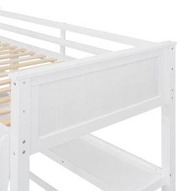 Wooden Twin Size Loft Bed with Drawers, Desk, and Shelves