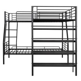 L-Shaped Metal Twin over Full Bunk Bed and Twin Size Loft Bed with Four Built-in Shelves 21 L-Shaped Metal Twin over Full Bunk Bed and Twin Size Loft Bed with Four Built-in Shelves