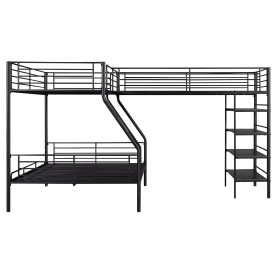 L-Shaped Metal Twin over Full Bunk Bed and Twin Size Loft Bed with Four Built-in Shelves 20 L-Shaped Metal Twin over Full Bunk Bed and Twin Size Loft Bed with Four Built-in Shelves